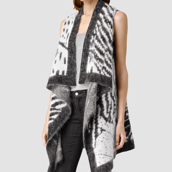 All Saints Jackets & Blazers - NWT All Saints Animal Print Sleeveless Wool Vest
